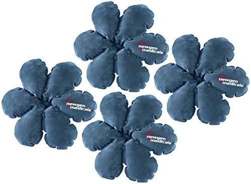 Newgen Medicals kompakte Reisekissen: 4 aufblasbare Reisekissen in Blumenform mit integriertem Saugnapf (Reise-Kopfkissen aufblasbar, Kopfpolster, Picknickdecke) von Newgen Medicals
