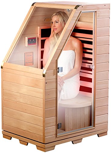 newgen medicals Infrarotkabine: Kompakte Infrarot-Sitzsauna aus Hemlock-Holz; 760 W; 0.62 m² (Mini Infrarotkabine, Mini Sauna, Infra rot hochwertigem) von Newgen Medicals