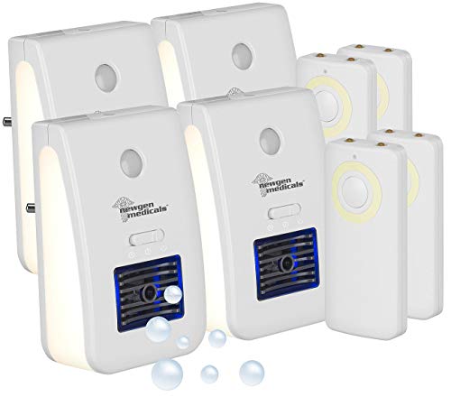 newgen medicals LED-Nachtlicht Kinder: 4er-Set 2in1-Ionisator-Luftreiniger & Nachtlicht, Fernbedienung, Timer (LED-Steckdosenlampen, Ozonator, Fernbedienungen) von Newgen Medicals