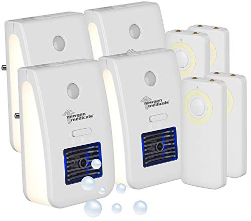 newgen medicals LED-Nachtlicht Kinder: 4er-Set 2in1-Ionisator-Luftreiniger & Nachtlicht, Fernbedienung, Timer (Ozonator, Geruchsvernichter) von Newgen Medicals