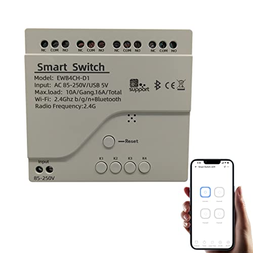 Newgoal 4 Kanal Smart WiFi Relais Schaltmodul USB 5V/AC85V-250V, unterstützt Bluetooth Steuerung, eWeLink App Fernbedienung, für Alexa Google Home von Newgoal