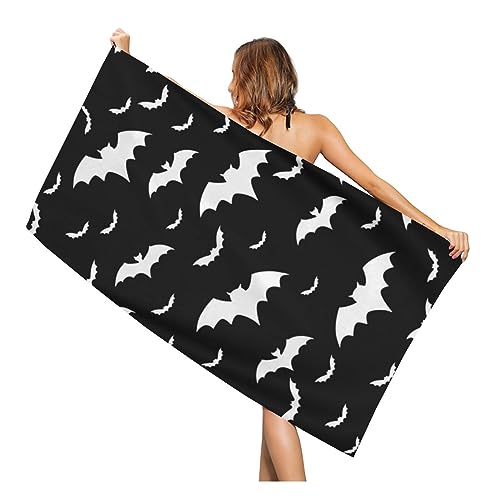 Newhomestyle Fledermaus-Halloween-Strandtuch, Mikrofaser, schnell trocknend, super saugfähig, dünn, leicht, schwarz, übergroße Pool-Handtücher für Dusche, Pool, Camping, Strand, 77 x 153 cm von Newhomestyle