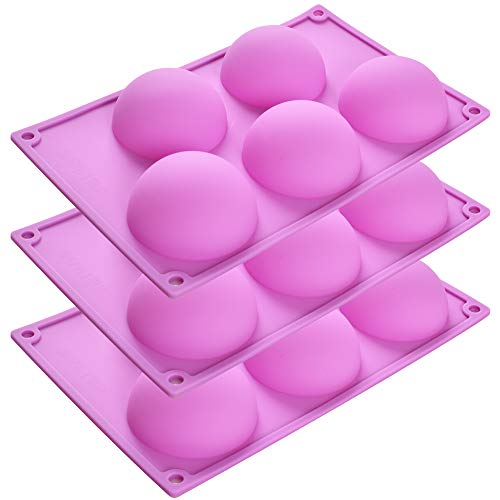 Generic Silikonform mit 5 Löchern, halbkugelförmig, 3 Packungen mit 5 Halbkugeln, für die Herstellung von Schokoladenbomben, Kuchen, Gelee, Pudding, Kuppel-Mousse, Violett von Newk