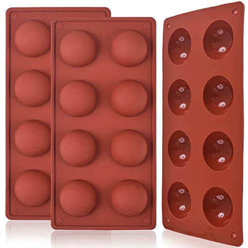 Silikonform mit 8 Löchern, halbe Kugel, 8 Mulden, Halbkugel-Form für die Herstellung von Schokoladenkugeln, Kuchen, Gelee, Pudding, Kuppel-Mousse. von Newk