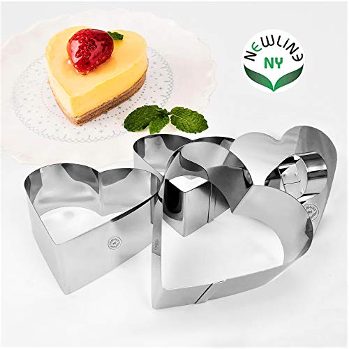 NewlineNY Edelstahl Dessertringe (4 Stück Herzform) Sweet Heart von NewlineNY