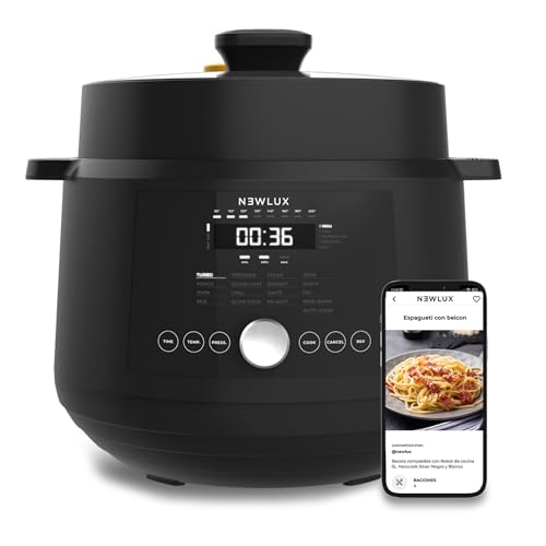 NEWLUX - SmartChef V600 Multikocher 6L, 1200W, Schnellkochtopf mit 4 Druckstufen (90 kpa) und 17 Programmierprogrammen. 24 Stunden programmierbarer Schnellkochtopf mit Dampfgarer 2 Ebenen von Newlux