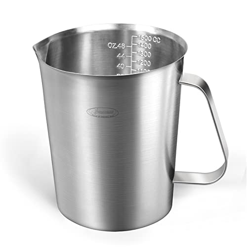 Newness Focus auf Edelstahl Newness Messbecher, 1500 ml Messbecher, verbessert, 3 Arten von Markierungen, einschließlich ml, Oz und Tasse, Milchaufschäumbecher aus Edelstahl mit Markierung mit Griff, von Newness Focus on Stainless Steel