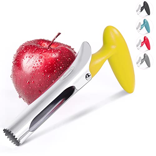 Newness Apfelentkerner, Premium Apple Entkerner Entferner, Edelstahl Apple oder Pear Core Entferner Werkzeug für Home & Küche mit scharfer gezackter Klinge Angle Handle, Gelb von Newness Focus on Stainless Steel