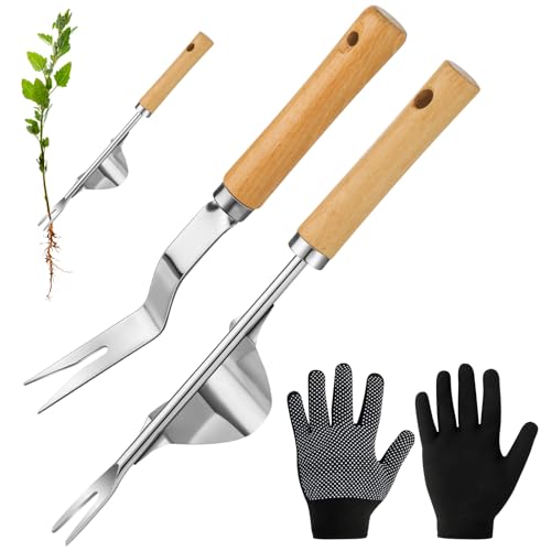 Newofview 2 Stück Unkrautstecher Edelstahl mit Griff, Unkrautjäter mit 1 Paar Handschuhe, Manueller Unkrautzieher, Unkrautzieher-Werkzeug Rootnik Weed Remover Tool zum Graben, Jäten, Lösen Newofview 2 Stück Unkrautstecher Edelstahl mit Griff, Unkrautjäter mit 1 Paar Handschuhe, Manueller Unkrautzieher, Unkrautzieher-Werkzeug Rootnik Weed Remover Tool zum Graben, Jäten, Lösen von Newofview