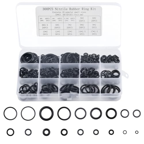 300 Stk Gummi O Ringe Dichtungsringe Sortiment Kit, Dichtungen Gummiringe, Dichtringe Flachdichtung Dichtungssatz Schwarz für elektrische Hydraulik, Sanitär, Dichtungsscheiben, 18Größen von Newoutset