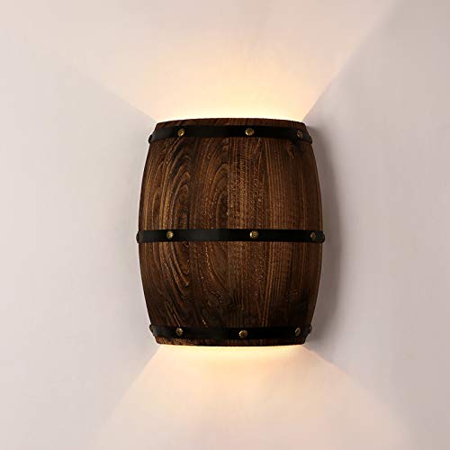 Newrays 2 Lampensteckdosen Antique Holz Weinfass Wandleuchte Leuchte Up and Down Indoor Wandleuchten für Bar Bereich Steampunk Theme(1 Pack) von Newrays