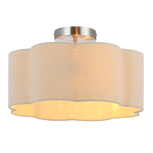 Newrays 3-Light Semi Flush Mount Deckenleuchte, Leinen Stoff Schatten Modern Close to Ceiling Lampe für Kinderzimmer Kinderzimmer Schlafzimmer Küche Flur Eingang mit 3PCS LED-Lampen von Newrays