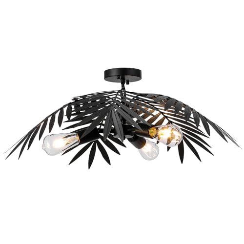 Newrays Vintage Black Tropical Coconut Leaves Ceiling Lighting Rustic Tree Lights Living Room Dining Room Bedroom Chandelier Fixtures von Newrays