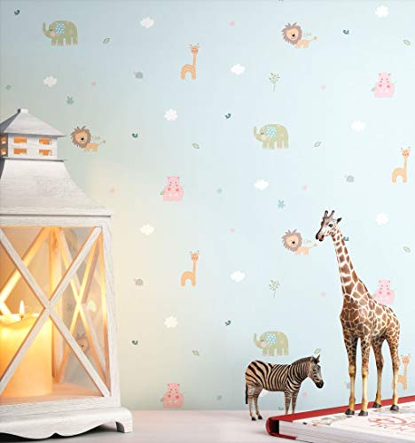 NEWROOM Kindertapete grün Tiere Kinder Papiertapete bunt Papier Kindertapete Kinderzimmer Babytapete Babyzimmer von Newroom Design