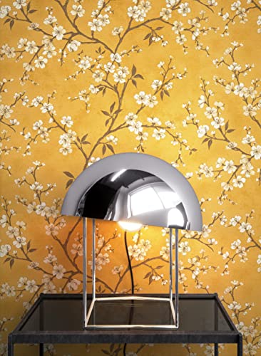 Newroom Tapete Gelb Vliestapete Blumen - Blumentapte Floral Ocker Blätter Baum Mustertapete Tropisch Natur Botanisch inkl. Tapezier-Ratgeber von Newroom
