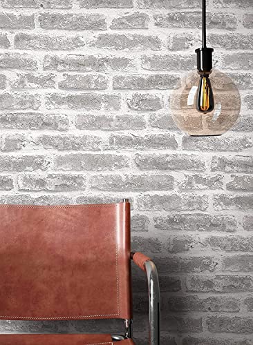 NEWROOM Tapete Grau Vliestapete Stein - Steintapete Industrial Ziegelstein Klinker Steinoptik Modern Backstein Steinmauer inkl. Tapezier-Ratgeber von Newroom Design
