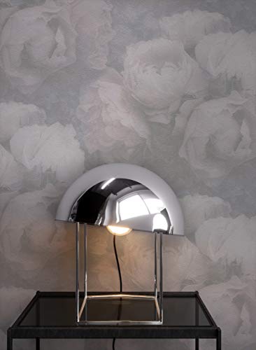 NEWROOM Tapete Rosa Vliestapete Blumen - Vintage Floral Weiß Grau Rosen Blätter Blumentapete 3D Optik Rosentapete inkl. Tapezier-Ratgeber von Newroom Design