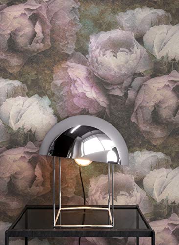 NEWROOM Tapete Rosa Vliestapete Blumen - Vintage Floral Weiß Grün Rosen Blätter Blumentapete 3D Optik Rosentapete inkl. Tapezier-Ratgeber von Newroom Design