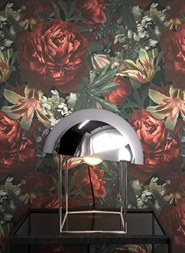 NEWROOM Tapete Rot Vliestapete Blumen - Blumentapete Floral Grün Rosen Blätter Romantisch inkl. Tapezier-Ratgeber von Newroom Design