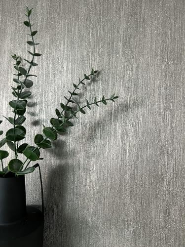 NEWROOM Tapete Silber Vliestapete Linien - EXTRABREIT 70cm - Glanztapete Modern Grau Metallic Struktur Glanz Streifentapete Glamour Luxuriös von Newroom Design