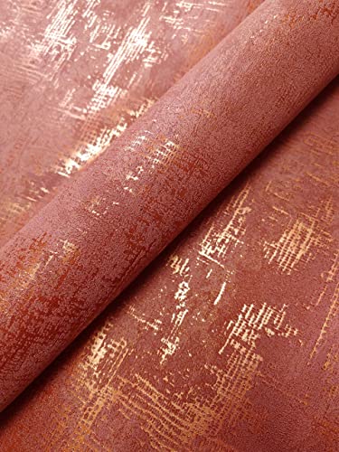 NEWROOM Tapete grafisch Rot Gold Unifarbe Struktur Uni Vliestapete Kupfer Vlies Einfarbig Unifarben inkl. Tapezier Ratgeber ǀ Grafik von Newroom Design