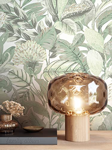 Newroom Design Tapete Grün Vliestapete Dschungel - Dschungeltapete Tropisch Weiß Blätter Palmen Floral inkl. Tapezier-Ratgeber, Fynn von Newroom Design