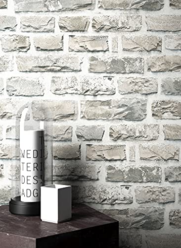 Steintapete Vlies Grau Edel | schöne edle Tapete im Steinmauer Design | moderne 3D Optik für Wohnzimmer, Schlafzimmer oder Küche inklusive NewroomTapezier-Profibroschüre, mit Tipps für perfekteWände von Newroom Design