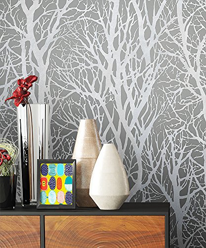 Vlies Tapete mit Baummuster Anthrazit Grau Metallic in edelster Ausführung | außergewöhnliches Tapeten Muster in moderner Landhaus Natur Optik für Design Liebhaber, inkl. Tapezier Ratgeber von Newroom Vlies Tapete mit Baummuster Anthrazit Grau Metallic in edelster Ausführung | außergewöhnliches Tapeten Muster in moderner Landhaus Natur Optik für Design Liebhaber, inkl. Tapezier Ratgeber von Newroom von Newroom Design