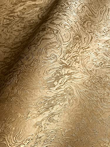 NEWROOM Tapete Gold Vliestapete Muster - Mustertapete Modern Beige Gelb Struktur Motiv Glamour 3D Optik Uni Motiv inkl. Tapezier-Ratgeber von Newroom