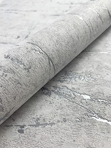 NEWROOM Tapete Grau Vliestapete Beton - Betonoptik Modern Hellgrau Zement Betonwand Industrial inkl. Tapezier-Ratgeber von Newroom