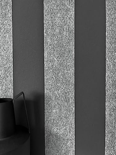 NEWROOM Tapete Schwarz Vliestapete Streifen - Streifentapete Modern Grau Linien Streifen Landhaus Linien inkl. Tapezier-Ratgeber von Newroom