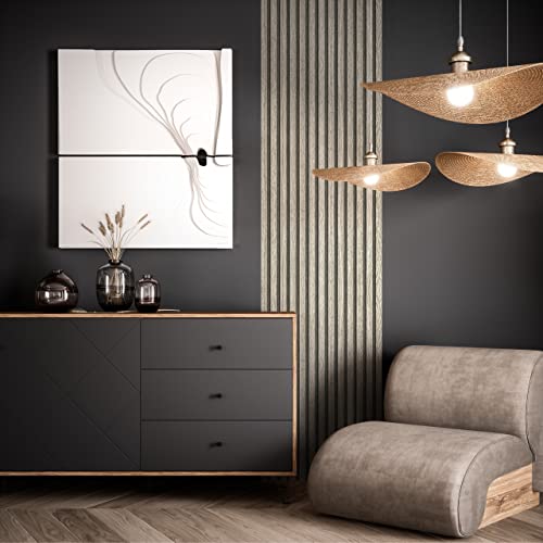 NEWROOM Tapeten Paneel Vliestapete - 2,5 x 0,53m Paneel - Grau Holz Holztapete Skandi Natur 3D Lamellen Holzwand Modern Lamellenwand Naturholz von Newroom
