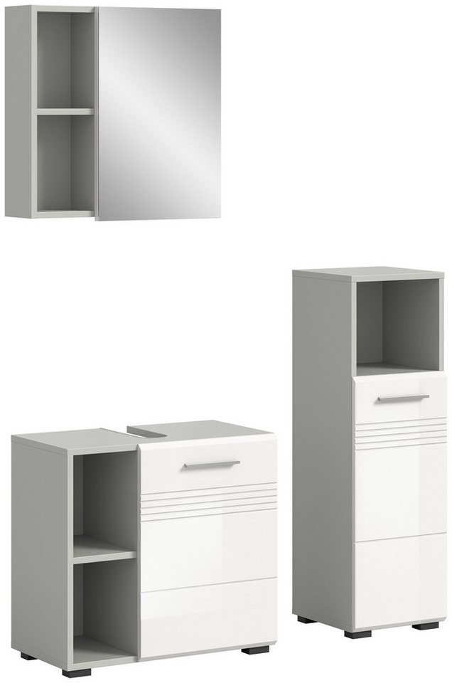 Newroom Badezimmer-Set Dave, Badezimmer-Set Weiß Hochglanz Hellgrau Badezimmermöbel Badezimmer... Newroom Badezimmer-Set Dave, Badezimmer-Set Weiß Hochglanz Hellgrau Badezimmermöbel Badezimmer... von Newroom