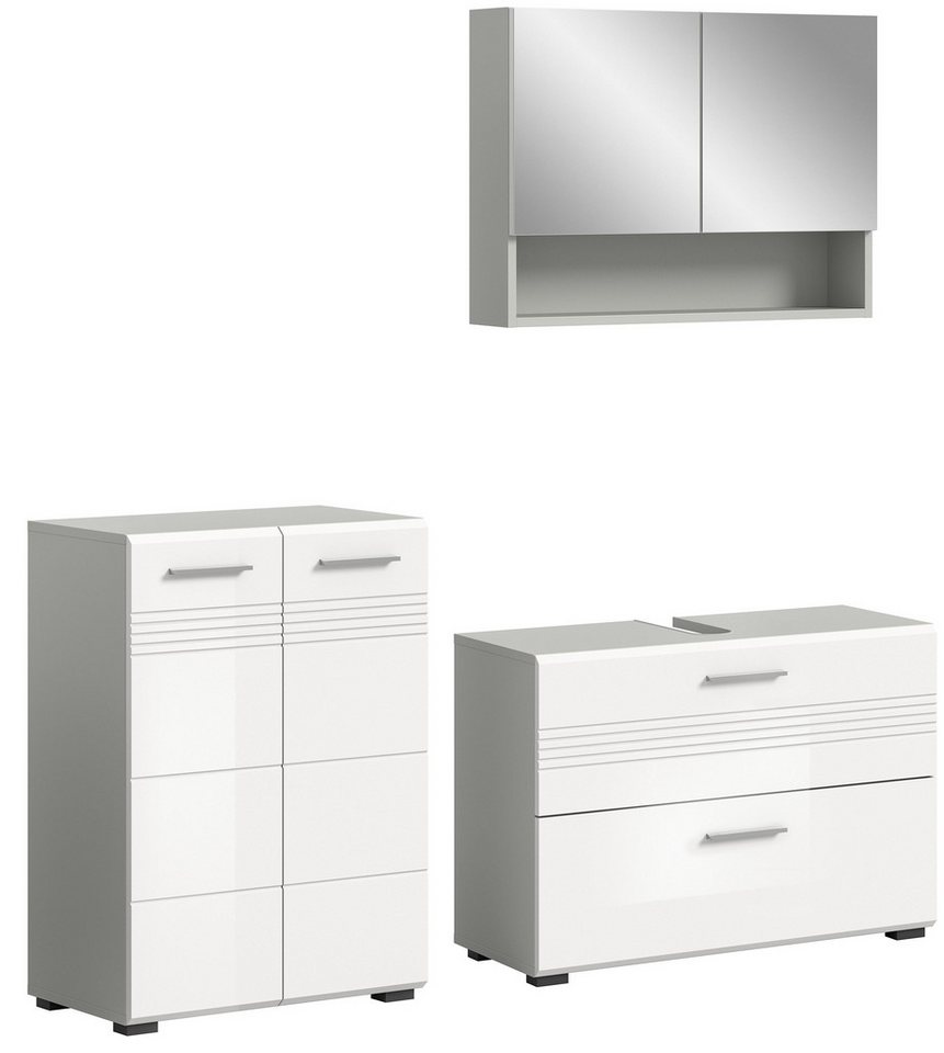 Newroom Badezimmer-Set Dave, Badezimmer-Set Weiß Hochglanz Hellgrau Badezimmermöbel Badezimmer... Newroom Badezimmer-Set Dave, Badezimmer-Set Weiß Hochglanz Hellgrau Badezimmermöbel Badezimmer... von Newroom