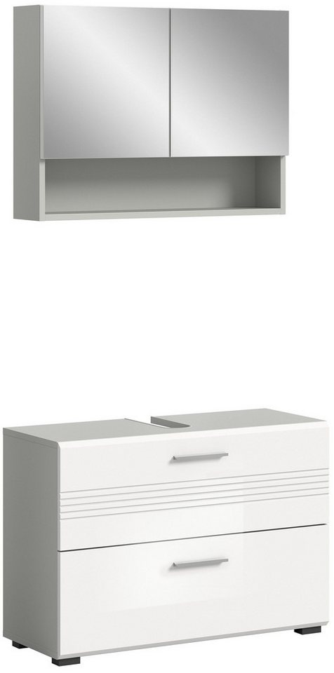 Newroom Badezimmer-Set Dave, Badezimmer-Set Weiß Hochglanz Hellgrau Badezimmermöbel Badezimmer... Newroom Badezimmer-Set Dave, Badezimmer-Set Weiß Hochglanz Hellgrau Badezimmermöbel Badezimmer... von Newroom