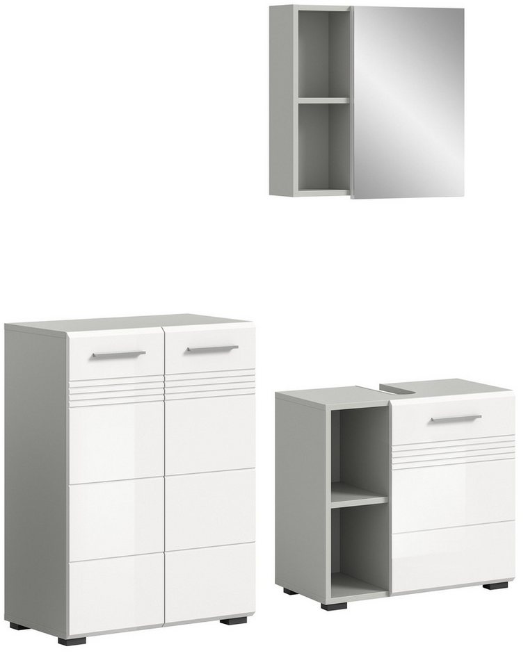 Newroom Badezimmer-Set Dave, Badezimmer-Set Weiß Hochglanz Hellgrau Badezimmermöbel Badezimmer... Newroom Badezimmer-Set Dave, Badezimmer-Set Weiß Hochglanz Hellgrau Badezimmermöbel Badezimmer... von Newroom