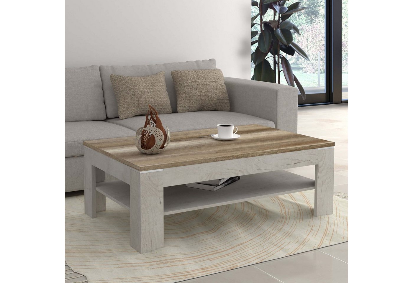 Newroom Couchtisch Coby, Couchtisch Pinie Weiß Modern Wohnzimmertisch Sofatisch Wohnzimmer von Newroom