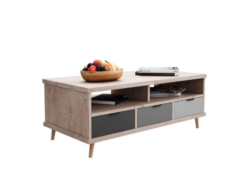 Newroom Couchtisch Conni, Eiche Hirnholz Grau Wohnzimmertisch Modern Vintage Landhausstil von Newroom