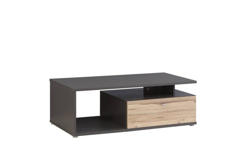 Newroom Couchtisch Melvin, Couchtisch Grau und Planked Eiche Modern Wohnzimmertisch Sofatisch von Newroom