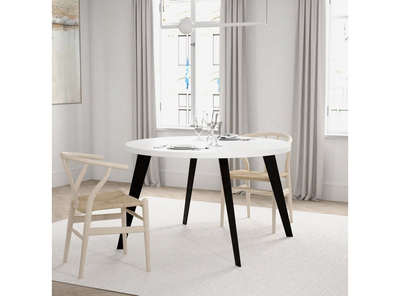 Newroom Esstisch Mosi, Esstisch Weiß Modern Ausziehbar Tisch Esszimmer von Newroom