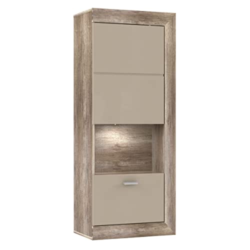 Newroom Hängeschrank Eiche Antik Hängevitrine Modern - 53x132x32,8 cm (BxHxT) - Wandschrank - [Ziana.Three] Wohnzimmer Wohnstube Büro von Newroom