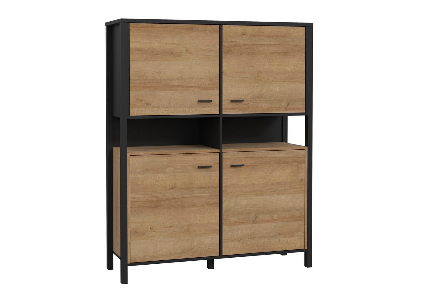 Newroom Highboard Onate, Highboard Schwarz und Riviere Eiche Modern Kommode Sideboard von Newroom