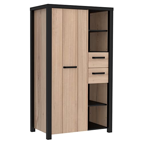 Newroom Highboard Sonoma Eiche und Schwarz Kommode Modern Industrial - 90,1x156,7x52,3 cm (BxHxT) - Sideboard Regal Anrichte - [Colaro.Three] Wohnzimmer Wohnstube Büro von Newroom