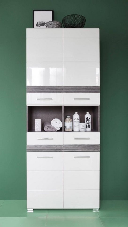 Newroom Hochschrank Shae Hochschrank Sardegna Rauchsilber Modern Badezimmerschrank Badschrank von Newroom