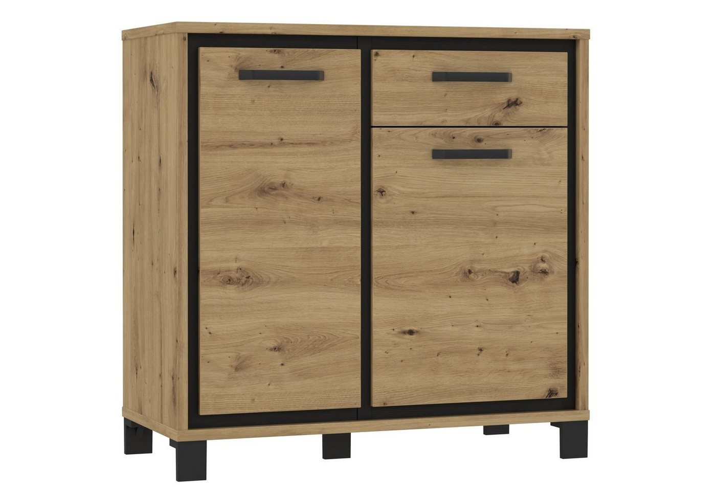 Newroom Kommode Alisha, Kommode Artisan Eiche und schwarze Eiche Modern Sideboard Barkommode von Newroom