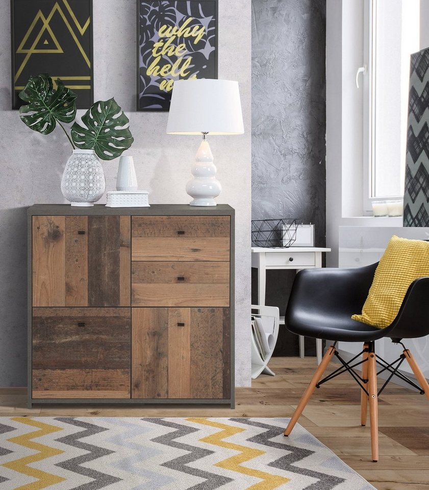 Newroom Kommode Arcona, Kommode Betonoptik Modern Industrial Sideboard Highboard Wohnzimmer von Newroom