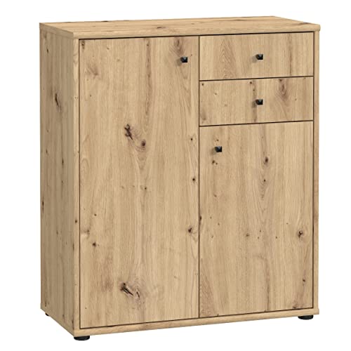 Newroom Kommode Artisan Eiche Sideboard Modern - 73,7x85,5x34,8 cm (BxHxT) - Highboard Anrichte - [Lucius.Eight] Büro Arbeitszimmer Wohnzimmer von Newroom