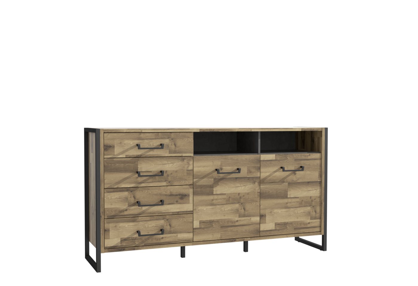 Newroom Kommode Carmen, Kommode Stabeiche und Betonoptik Modern Sideboard Highboard Flur von Newroom