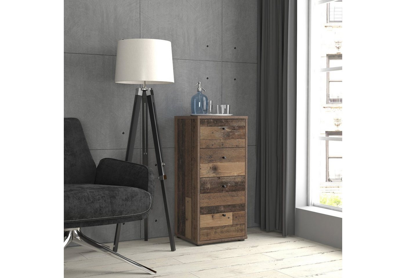 Newroom Kommode Dudley, Kommode Old Wood Modern Sideboard Highboard Büro von Newroom