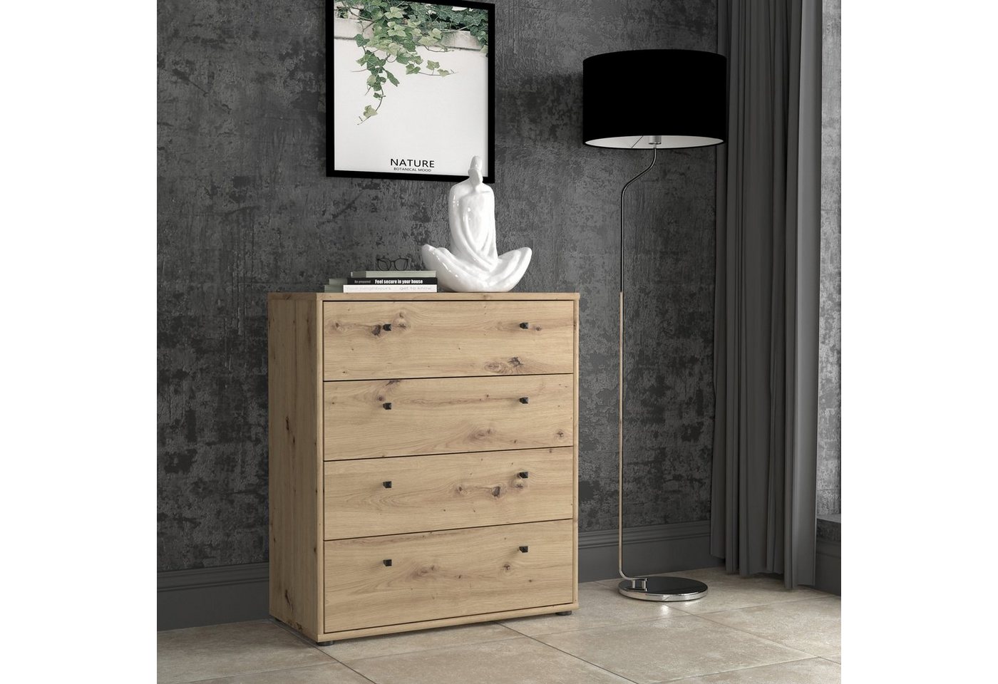 Newroom Kommode Lucius, Kommode Artisan Eiche Modern Sideboard Highboard Büro von Newroom